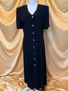 Recollections Black Midi Dress with Decorative Buttons